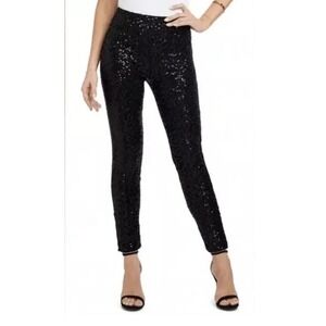 Tipsy Elves Black Sequin High Waisted Leggings Pants Large Party Sparkle NWT